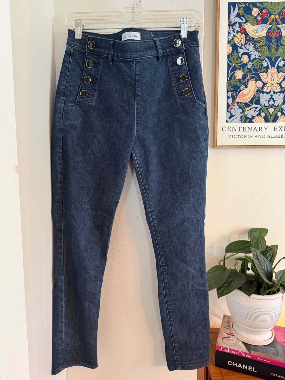 LOFT Modern Skinny Sailor Button Jeans | 28/6 Petite | Dark Wash